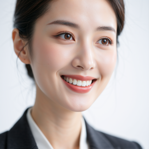 三十五岁左右年轻女性头像，穿粉色职业装，笑容亲切，背景明亮